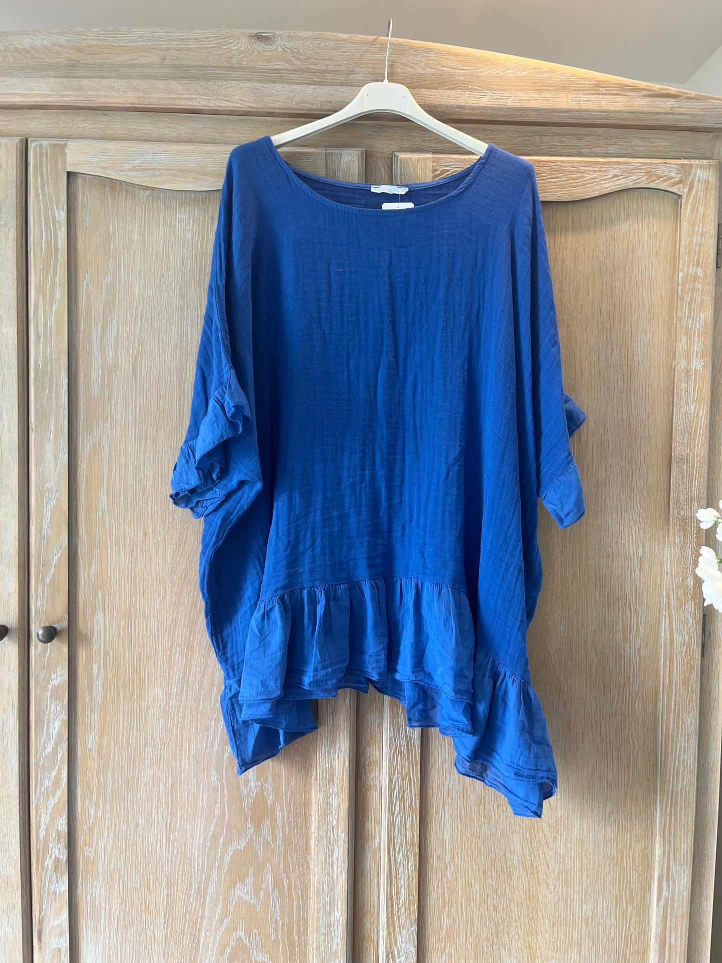 Ruffled Hem Oversized Top