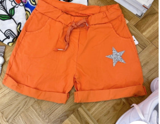 Crinkled Shorts Pocket  Star