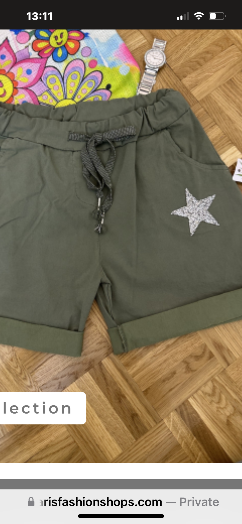 Crinkled Shorts Pocket  Star